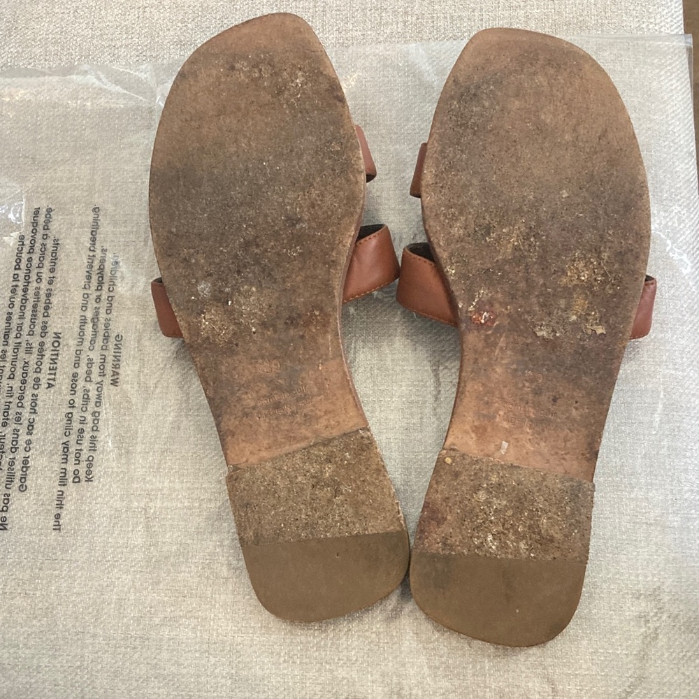 Leather Slide Sandals in Brown - Women Shoes - Picture 2 of 7